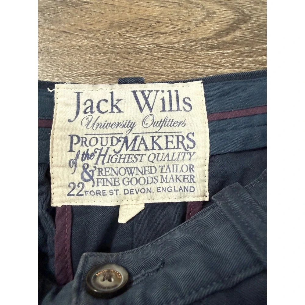 Jack Wills Shorts Mens Size 32 Navy Blue Chino‎ Cotton Twill Button Fly Preppy